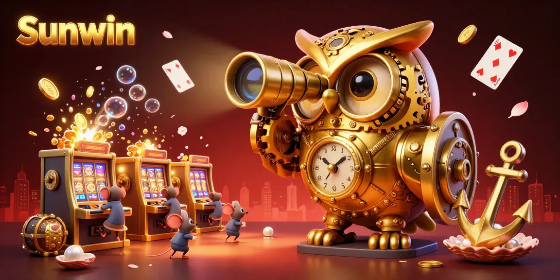 Experience the excitement of Sunwin with a vibrant casino scene filled with gold coins and animated characters.