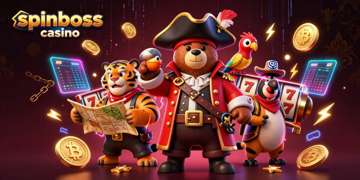 Experience the thrill of spinboss casino with captivating characters and vibrant casino elements.