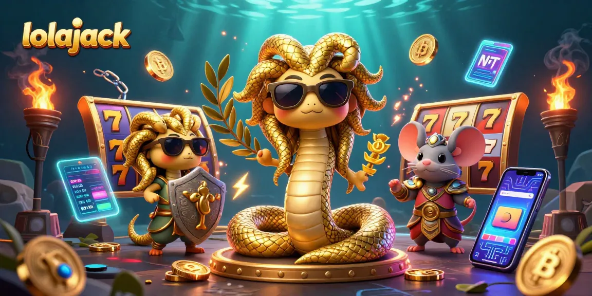 Experience thrilling wins at lolajack with this vibrant casino illustration featuring slot games.