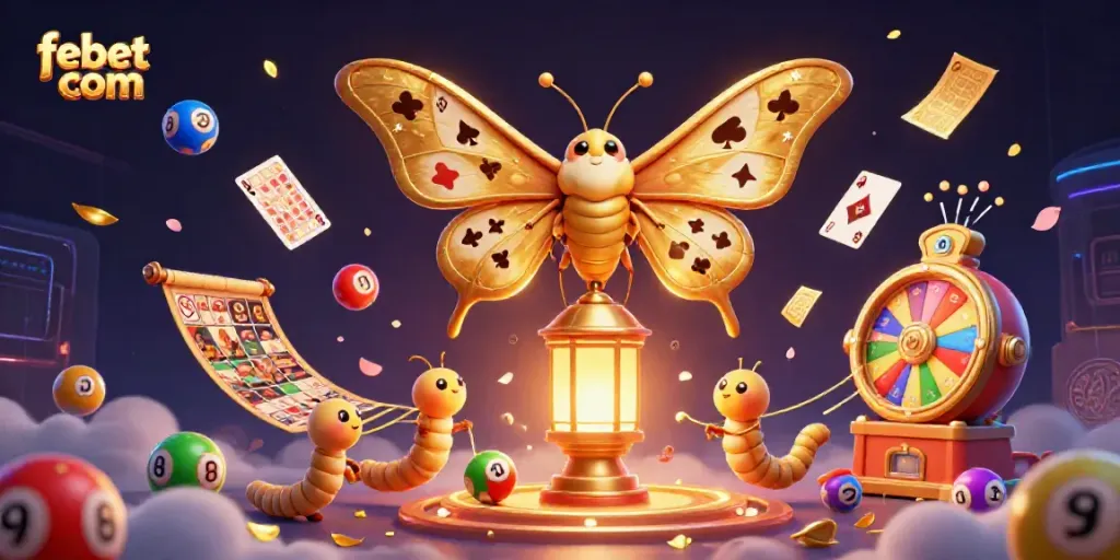 Experience the excitement of febet com with vibrant casino-themed imagery showing lottery and gaming elements bursting with energy.