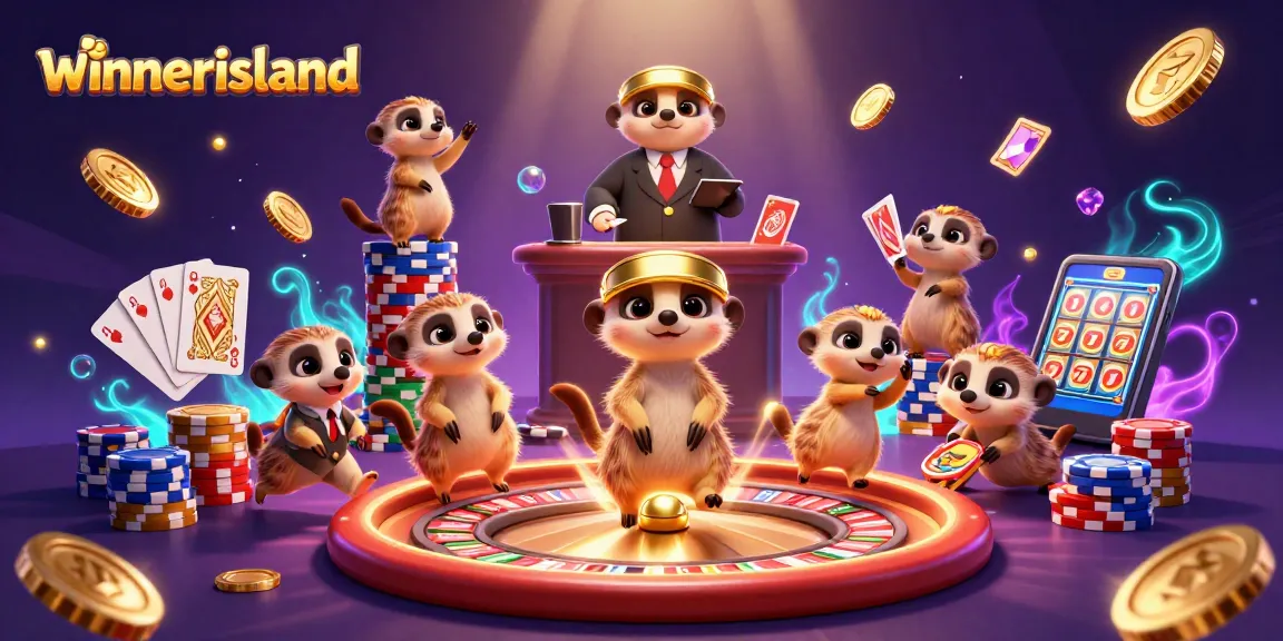 Join the fun at winnerisland Casino with meerkats dealing cards and sneaking chips.